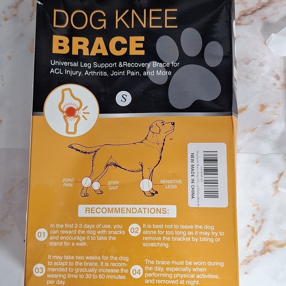 Dog Knee Brace Back Hind Leg  ACL Injury Arthritis Joint Pain Black